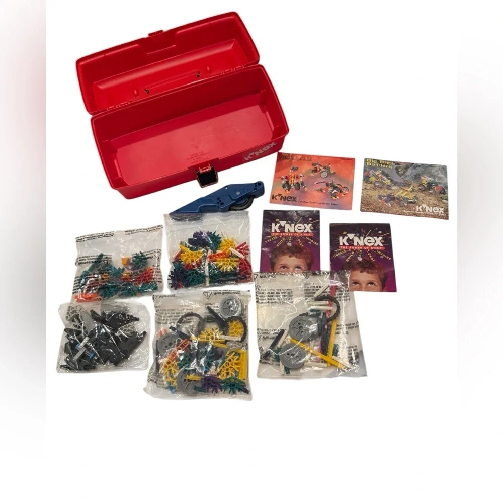 K'NEX Red Box Hard Carrying Carry Case 90's with K’Nex Vintage Package Sets